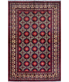 Hand Knotted Afghan Wool Rug 6' 6" X 9' 1" 6' 6" X 9' 1" (198 X 277) / Red / Blue