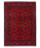 Hand Knotted Afghan Wool Rug 4' 1" X 6' 7" 4' 1" X 6' 7" (124 X 201) / Red / Black