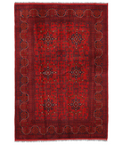Hand Knotted Afghan Wool Rug 5' 3" X 7' 6" 5' 3" X 7' 6" (160 X 229) / Red / Black