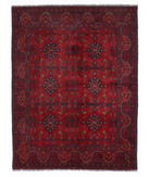 Hand Knotted Afghan Wool Rug 5' 1" X 6' 7" 5' 1" X 6' 7" (155 X 201) / Red / Black