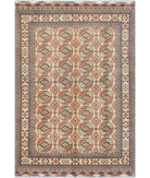 Hand Knotted Afghan Wool Rug 6' 8" X 9' 9" 6' 8" X 9' 9" (203 X 297) / Beige / Red