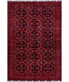 Hand Knotted Afghan Wool Rug 6' 10" X 9' 11" 6' 10" X 9' 11" (208 X 302) / Red / Blue