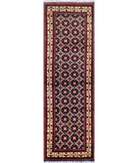 Hand Knotted Afghan Wool Rug 3' 3" X 9' 6" 3' 3" X 9' 6" (99 X 290) / Red / Yellow