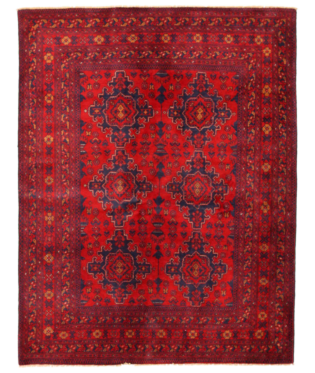 Hand Knotted Afghan Wool Rug 5' 0" X 6' 4" 5' 0" X 6' 4" (152 X 193) / Red / Red