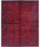 Afghan 4' 11" X 6' 4" Hand-Knotted Wool Rug 4' 11" X 6' 4" (150 X 193) / Red / Blue