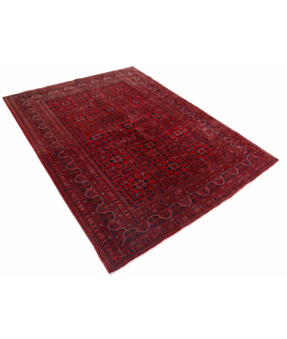Afghan 5' 7" X 7' 6" Hand-Knotted Wool Rug 5' 7" X 7' 6" (170 X 229) / Red / Blue