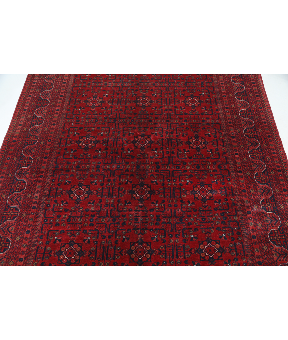Afghan 5' 7" X 7' 6" Hand-Knotted Wool Rug 5' 7" X 7' 6" (170 X 229) / Red / Blue