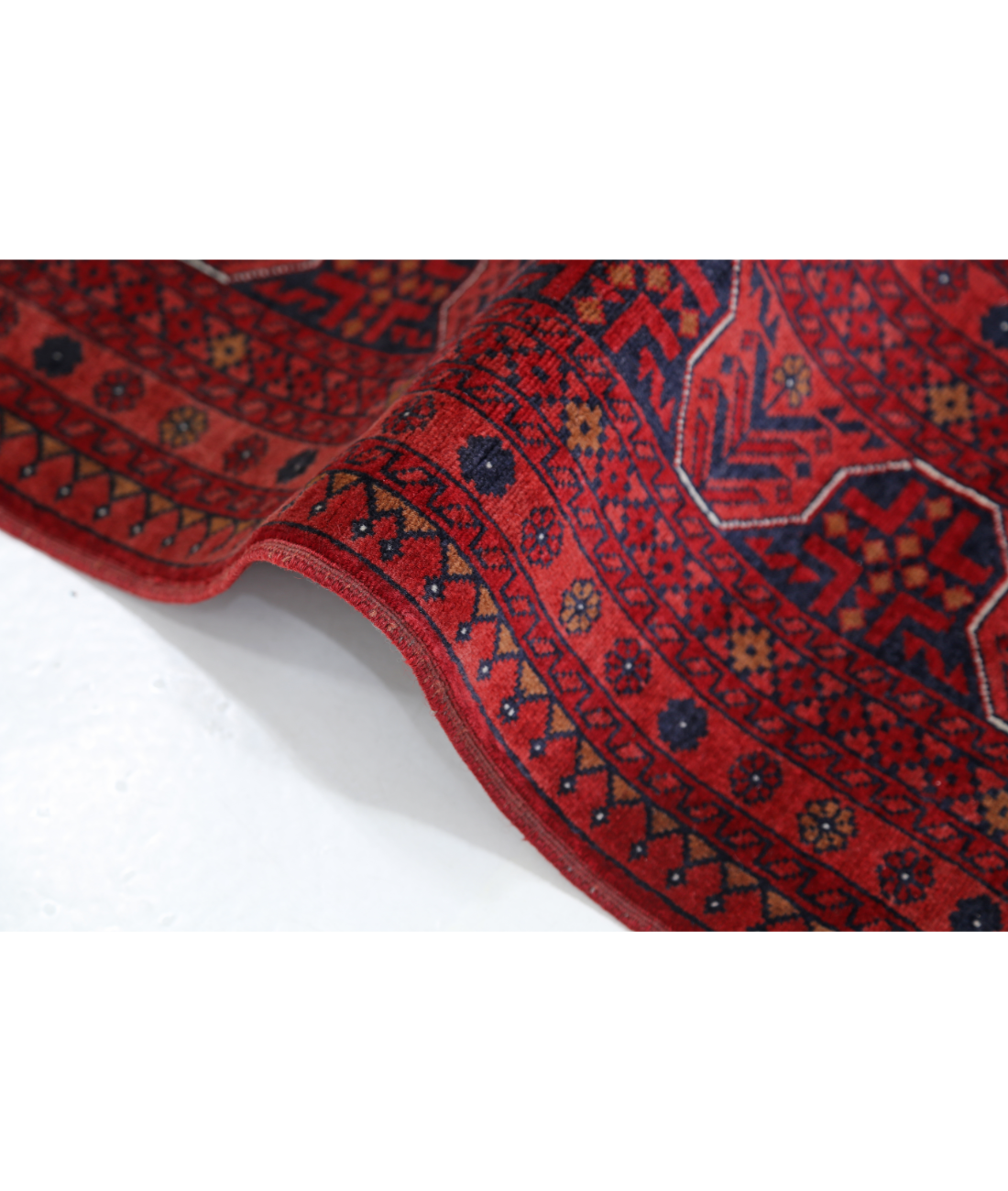 Afghan 5' 7" X 7' 6" Hand-Knotted Wool Rug 5' 7" X 7' 6" (170 X 229) / Red / Blue
