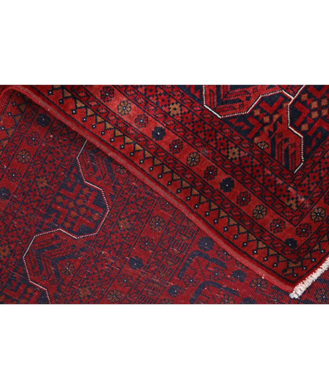 Afghan 5' 7" X 7' 6" Hand-Knotted Wool Rug 5' 7" X 7' 6" (170 X 229) / Red / Blue