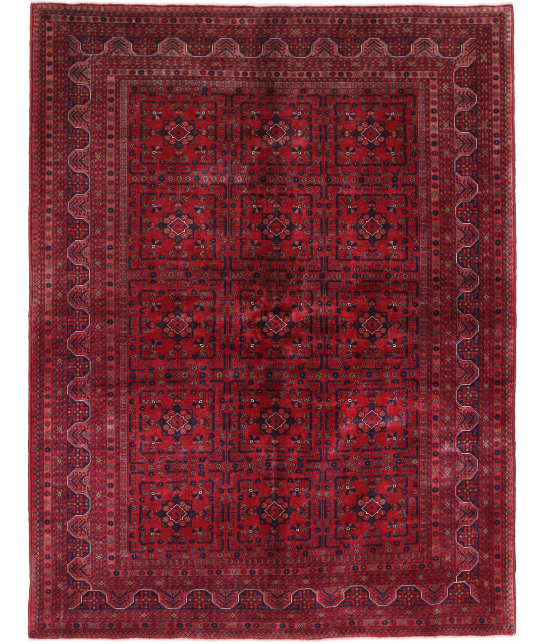 Afghan 5' 7" X 7' 6" Hand-Knotted Wool Rug 5' 7" X 7' 6" (170 X 229) / Red / Blue