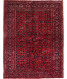 Afghan 5' 7" X 7' 6" Hand-Knotted Wool Rug 5' 7" X 7' 6" (170 X 229) / Red / Blue