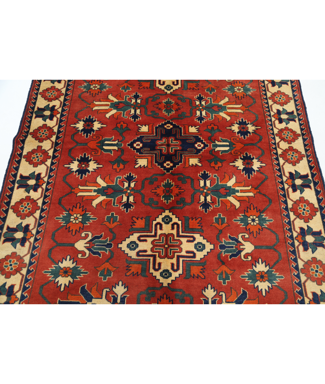 Afghan 4' 10" X 6' 3" Hand-Knotted Wool Rug 4' 10" X 6' 3" (147 X 191) / Rust / Beige