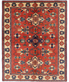Afghan 4' 10" X 6' 3" Hand-Knotted Wool Rug 4' 10" X 6' 3" (147 X 191) / Rust / Beige