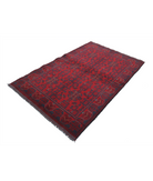 Afghan 4' 2" X 6' 5" Hand-Knotted Wool Rug 4' 2" X 6' 5" (127 X 196) / Red / Blue