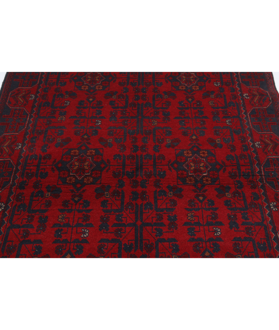 Afghan 4' 2" X 6' 5" Hand-Knotted Wool Rug 4' 2" X 6' 5" (127 X 196) / Red / Blue