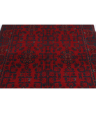 Afghan 4' 2" X 6' 5" Hand-Knotted Wool Rug 4' 2" X 6' 5" (127 X 196) / Red / Blue