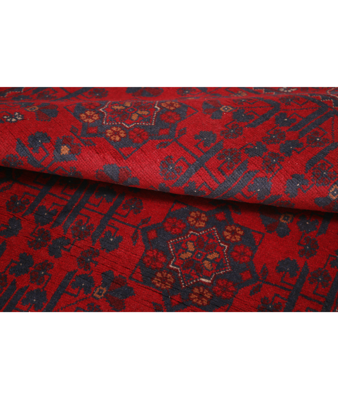 Afghan 4' 2" X 6' 5" Hand-Knotted Wool Rug 4' 2" X 6' 5" (127 X 196) / Red / Blue