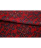 Afghan 4' 2" X 6' 5" Hand-Knotted Wool Rug 4' 2" X 6' 5" (127 X 196) / Red / Blue