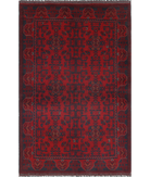 Afghan 4' 2" X 6' 5" Hand-Knotted Wool Rug 4' 2" X 6' 5" (127 X 196) / Red / Blue