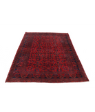 Afghan 4' 9" X 5' 11" Hand-Knotted Wool Rug 4' 9" X 5' 11" (145 X 180) / Red / Blue