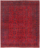 Afghan 4' 9" X 5' 11" Hand-Knotted Wool Rug 4' 9" X 5' 11" (145 X 180) / Red / Blue
