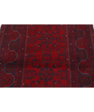 Afghan 3' 6" X 4' 10" Hand-Knotted Wool Rug 3' 6" X 4' 10" (107 X 147) / Red / Blue