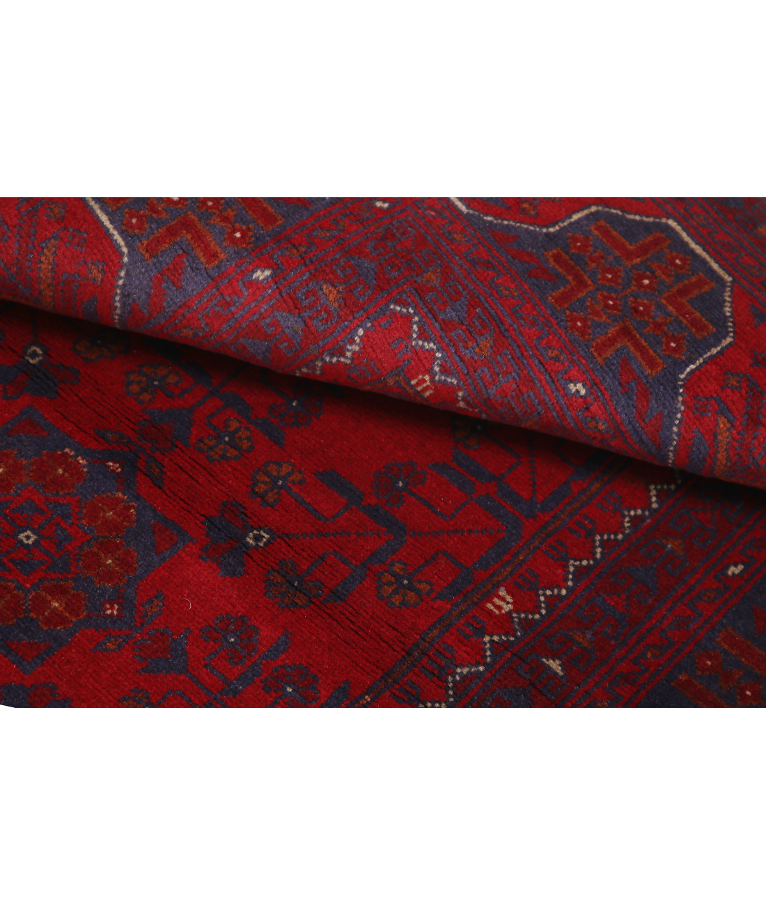 Afghan 3' 6" X 4' 10" Hand-Knotted Wool Rug 3' 6" X 4' 10" (107 X 147) / Red / Blue