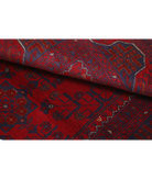 Afghan 3' 6" X 4' 10" Hand-Knotted Wool Rug 3' 6" X 4' 10" (107 X 147) / Red / Blue