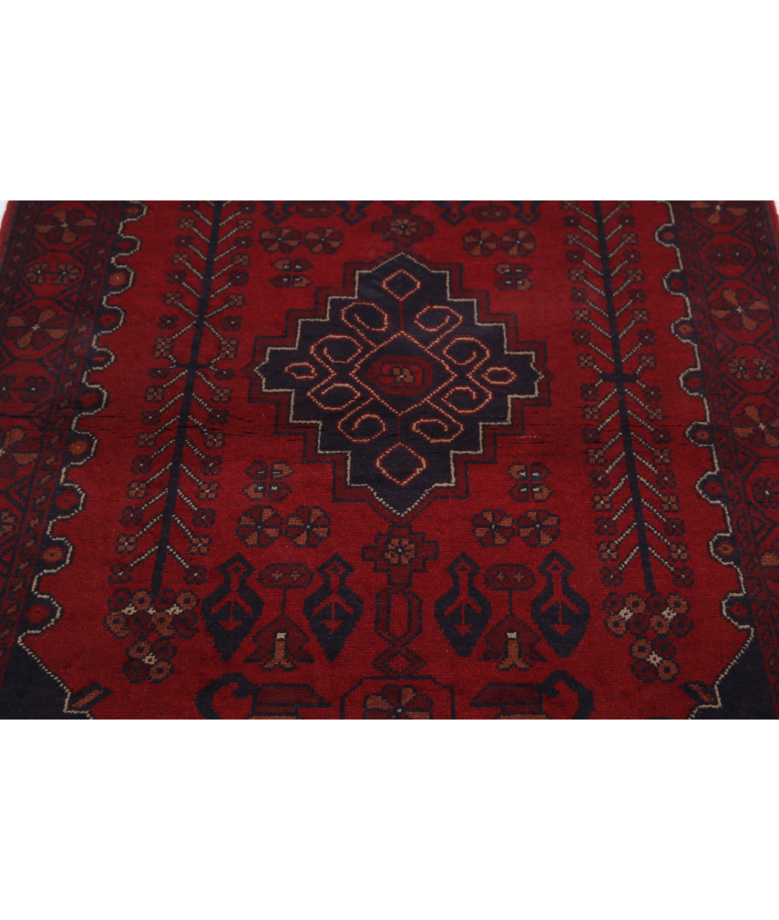 Afghan 3' 3" X 5' 0" Hand-Knotted Wool Rug 3' 3" X 5' 0" (99 X 152) / Red / Blue