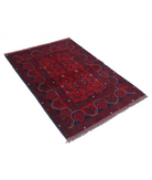 Afghan 3' 4" X 4' 11" Hand-Knotted Wool Rug 3' 4" X 4' 11" (102 X 150) / Red / Blue