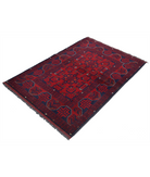 Afghan 3' 4" X 4' 11" Hand-Knotted Wool Rug 3' 4" X 4' 11" (102 X 150) / Red / Blue