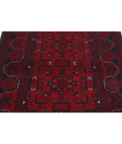 Afghan 3' 4" X 4' 11" Hand-Knotted Wool Rug 3' 4" X 4' 11" (102 X 150) / Red / Blue
