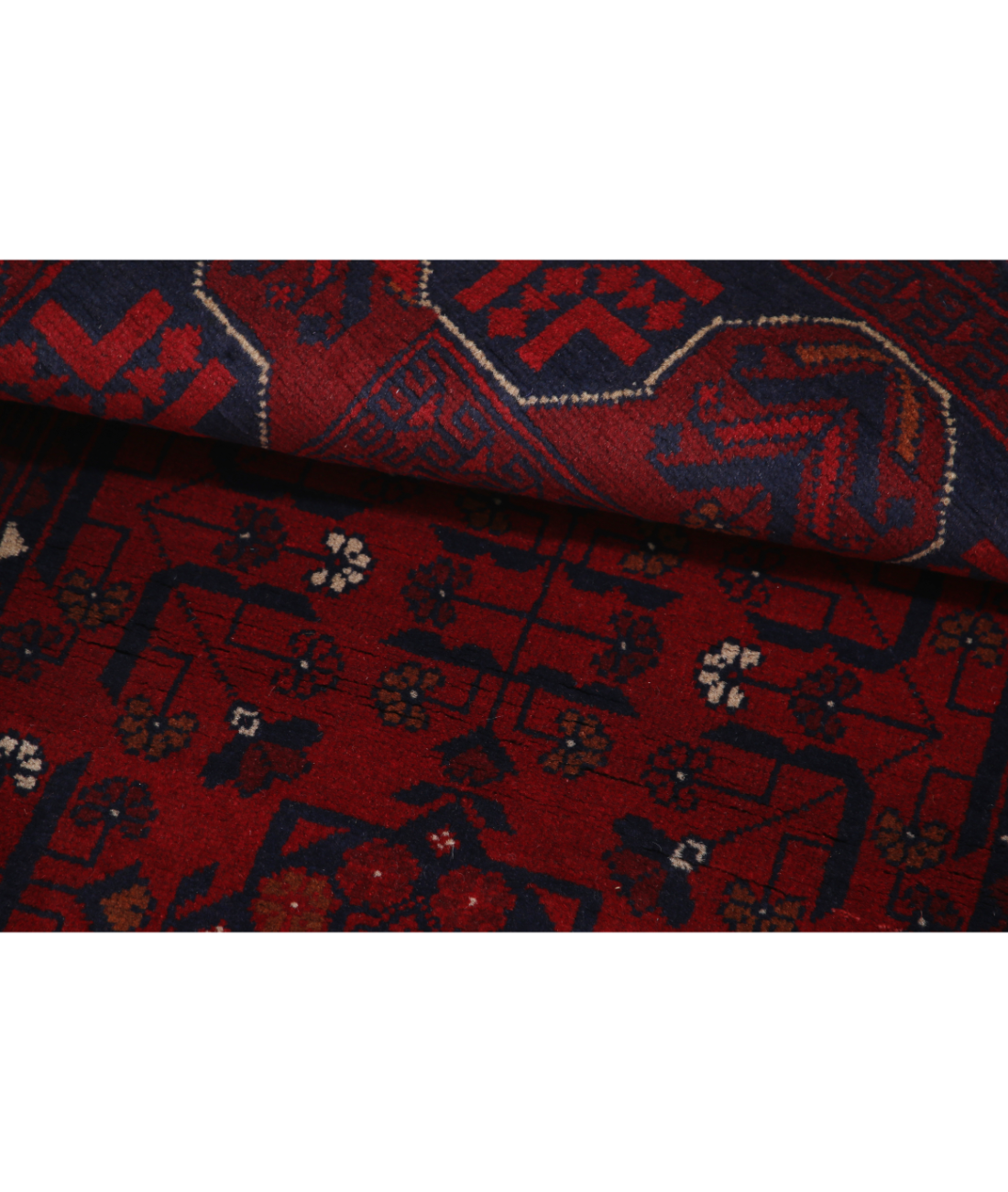 Afghan 3' 4" X 4' 11" Hand-Knotted Wool Rug 3' 4" X 4' 11" (102 X 150) / Red / Blue