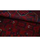 Afghan 3' 4" X 4' 11" Hand-Knotted Wool Rug 3' 4" X 4' 11" (102 X 150) / Red / Blue