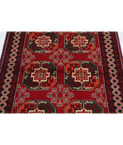 Afghan 3' 4" X 4' 8" Hand-Knotted Wool Rug 3' 4" X 4' 8" (102 X 142) / Red / Black