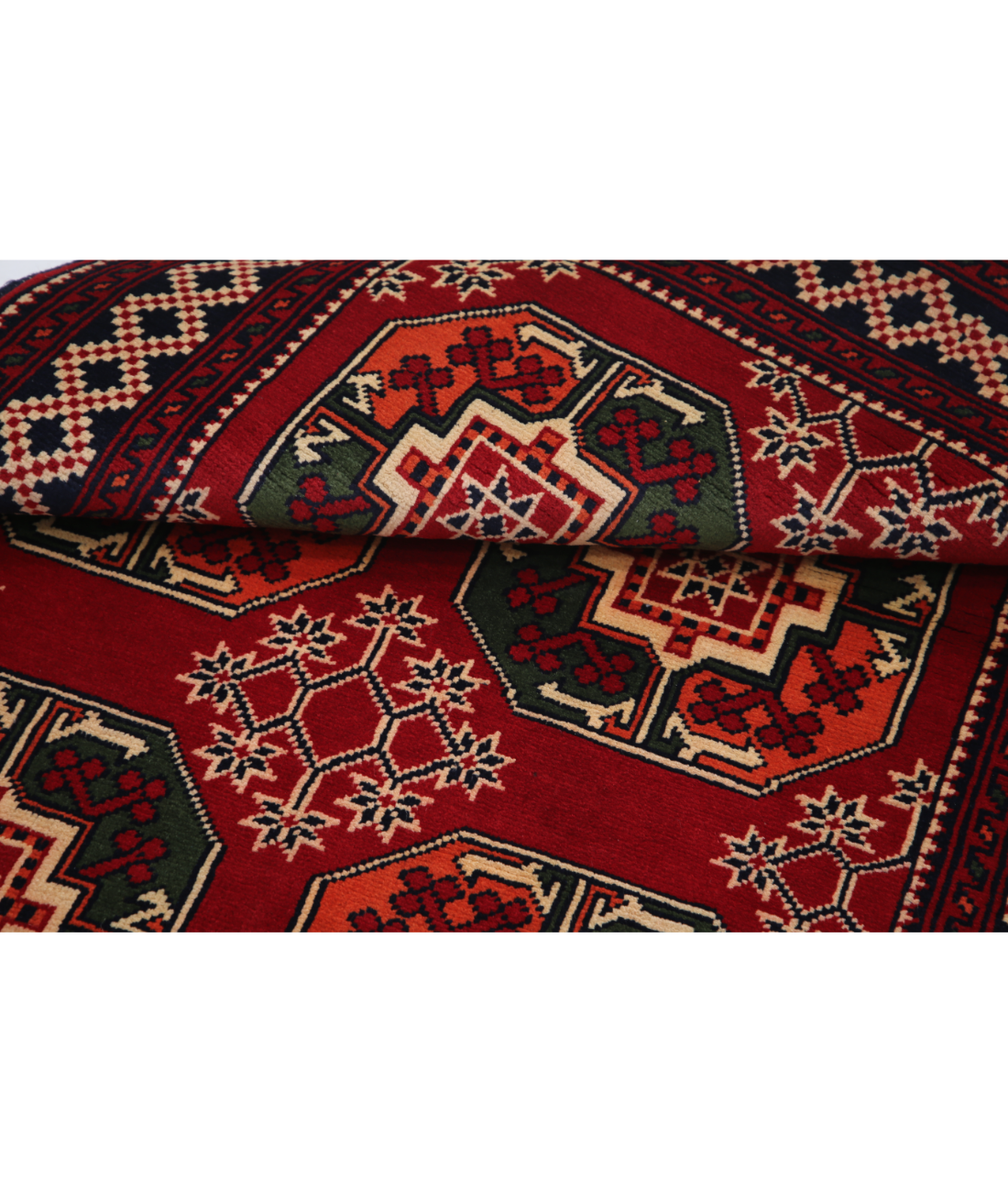 Afghan 3' 4" X 4' 8" Hand-Knotted Wool Rug 3' 4" X 4' 8" (102 X 142) / Red / Black