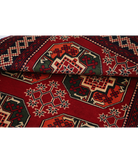Afghan 3' 4" X 4' 8" Hand-Knotted Wool Rug 3' 4" X 4' 8" (102 X 142) / Red / Black