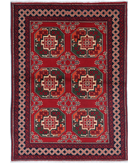 Afghan 3' 4" X 4' 8" Hand-Knotted Wool Rug 3' 4" X 4' 8" (102 X 142) / Red / Black