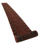Afghan 2' 7" X 47' 7" Hand-Knotted Wool Rug 2' 7" X 47' 7" (79 X 1450) / Rust / Blue