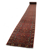 Afghan 2' 7" X 47' 7" Hand-Knotted Wool Rug 2' 7" X 47' 7" (79 X 1450) / Rust / Blue
