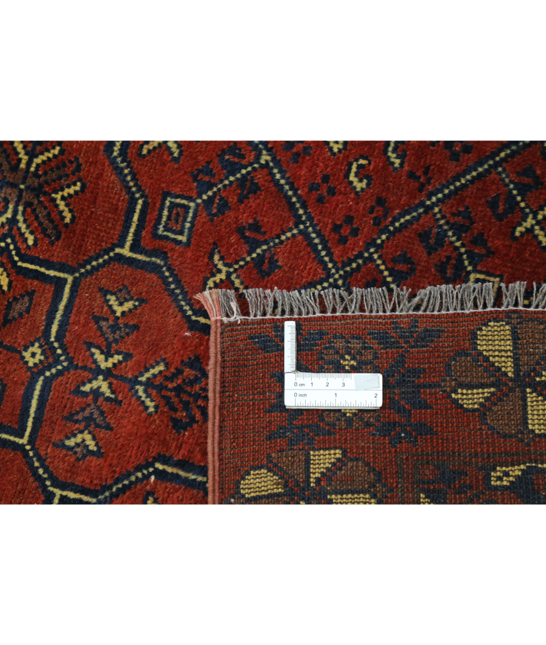 Afghan 2' 7" X 47' 7" Hand-Knotted Wool Rug 2' 7" X 47' 7" (79 X 1450) / Rust / Blue