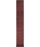 Afghan 2' 7" X 47' 7" Hand-Knotted Wool Rug 2' 7" X 47' 7" (79 X 1450) / Rust / Blue