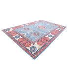 Kazak 9'8'' X 15'9'' Hand-Knotted Wool Rug 9'8'' x 15'9'' (290 X 473) / Blue / Ivory