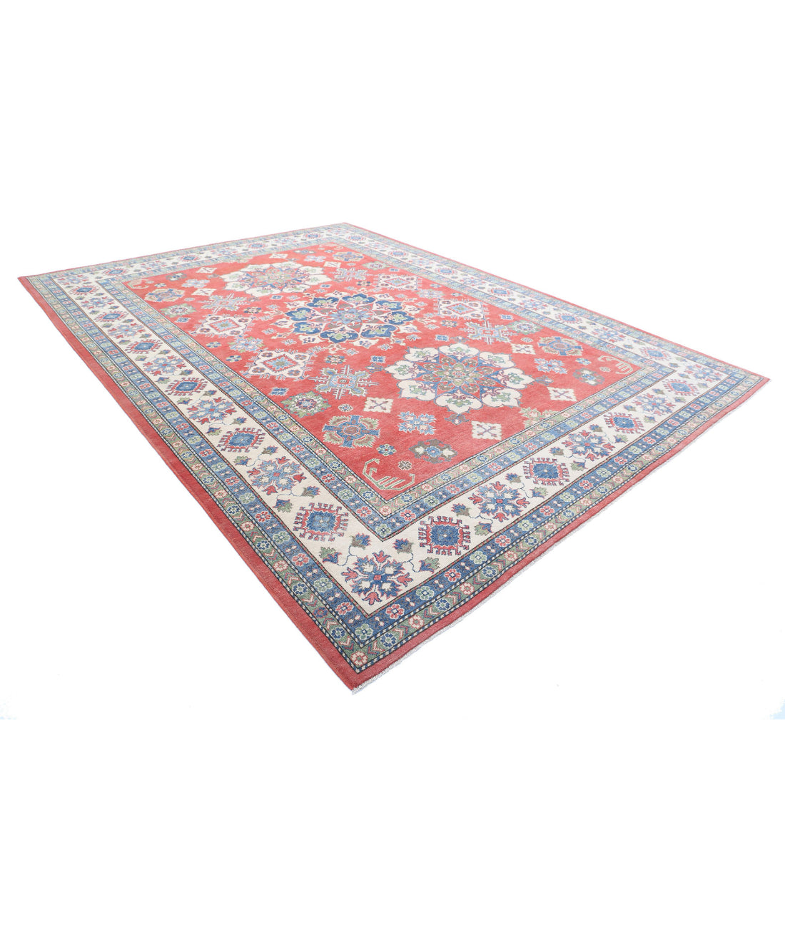 Kazak 10'0'' X 13'8'' Hand-Knotted Wool Rug 10'0'' x 13'8'' (300 X 410) / Red / Ivory