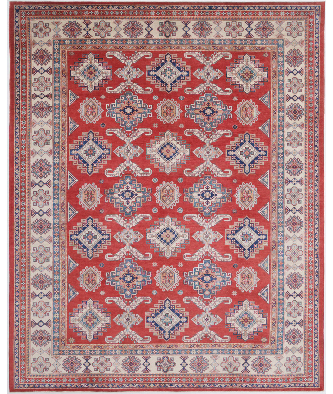 Kazak 11'11'' X 15'0'' Hand-Knotted Wool Rug 11'11'' x 15'0'' (358 X 450) / Red / Ivory