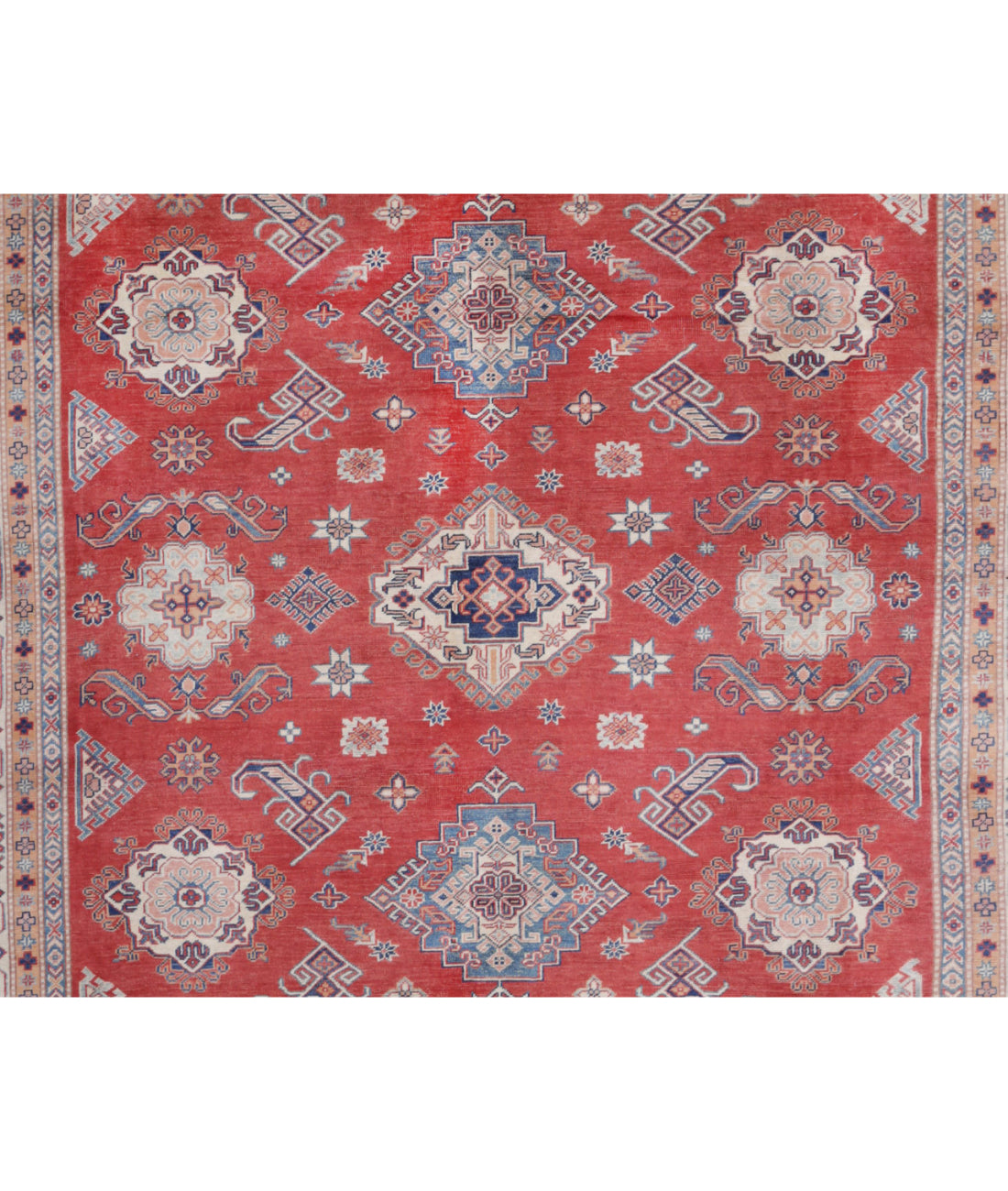 Kazak 9'7'' X 13'2'' Hand-Knotted Wool Rug 9'7'' x 13'2'' (288 X 395) / Red / Ivory