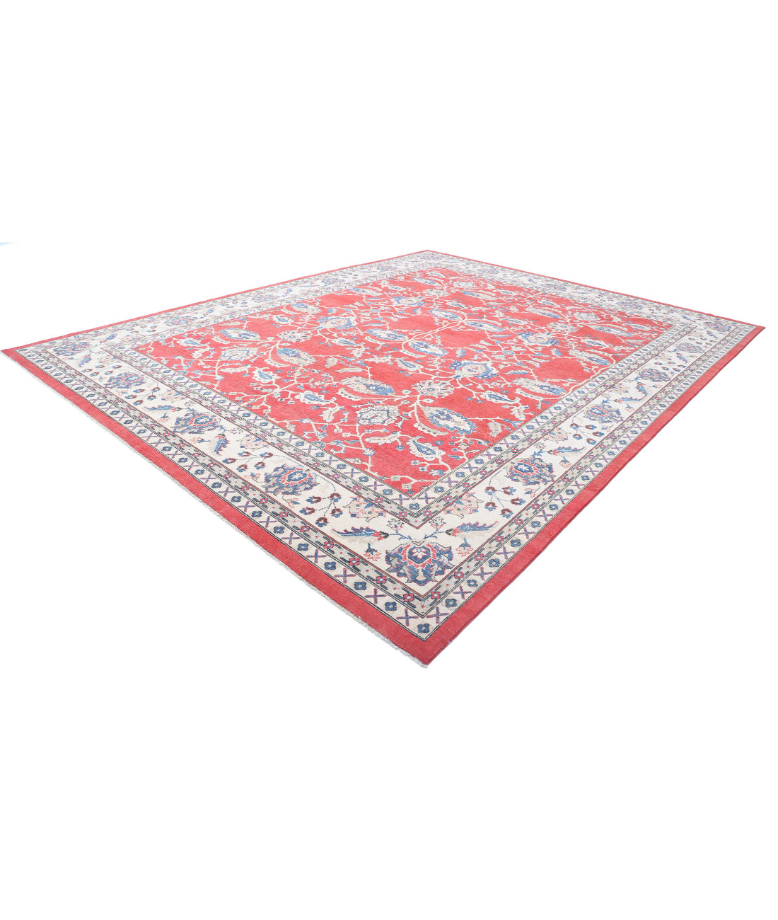 Kazak 12'5'' X 15'5'' Hand-Knotted Wool Rug 12'5'' x 15'5'' (373 X 463) / Red / Ivory