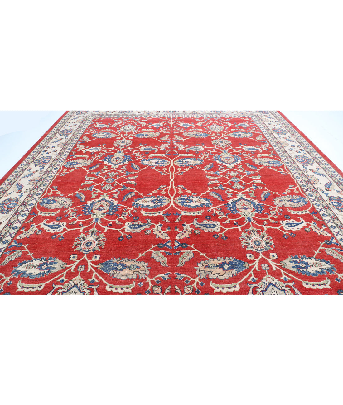 Kazak 12'5'' X 15'5'' Hand-Knotted Wool Rug 12'5'' x 15'5'' (373 X 463) / Red / Ivory