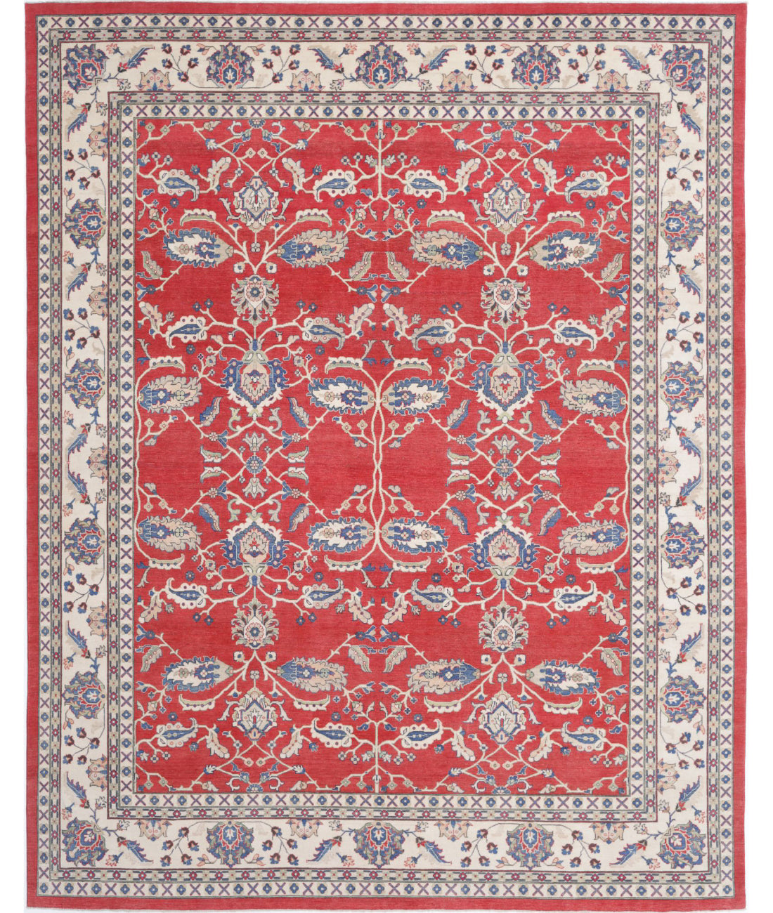 Kazak 12'5'' X 15'5'' Hand-Knotted Wool Rug 12'5'' x 15'5'' (373 X 463) / Red / Ivory