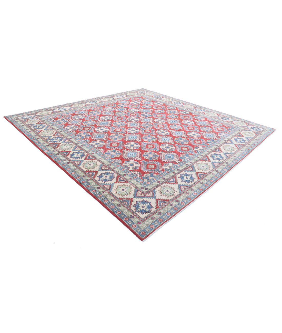 Kazak 11'8'' X 11'6'' Hand-Knotted Wool Rug 11'8'' x 11'6'' (350 X 345) / Red / Ivory